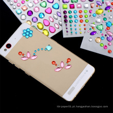 China Etiquetas autoadesivas do cristal de rocha do fabricante profissional, etiqueta da decoração do telefone móvel
